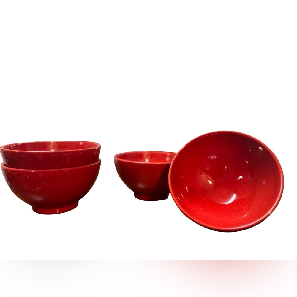 Vtg 4 Waechtersbach GERMANY Fun Factory Red Cherry Soup Bowls Valentines